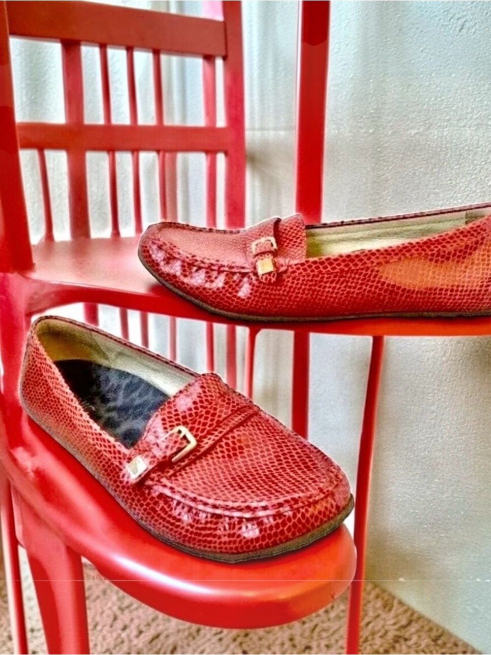 David Tate Loafer Patent Leather Snakeskin Print Womens size 12
